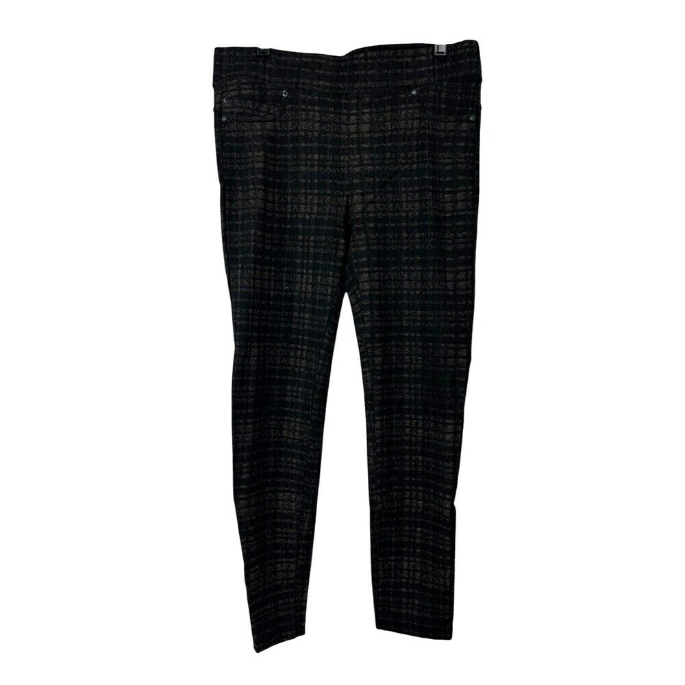 Liverpool Women Sz 8 Pants Metallic Plaid Ponte Pull On Tartan Skinny Jegging U2